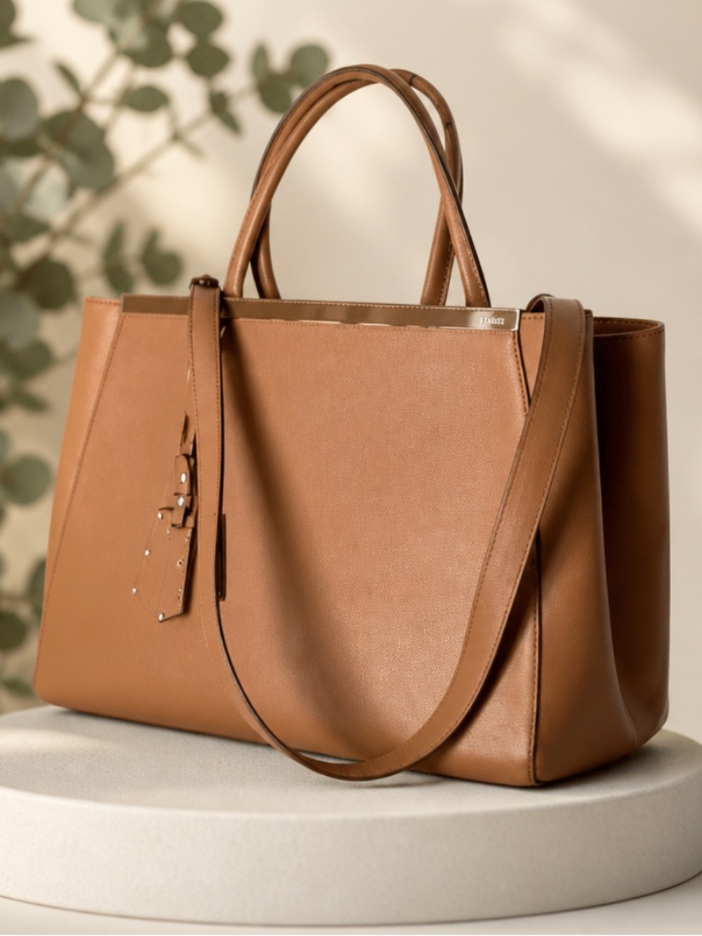 LARGE Fendi 2 Jour Leather Tote Bag.